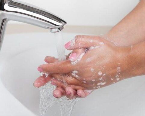 Wash hands as parasites prevention